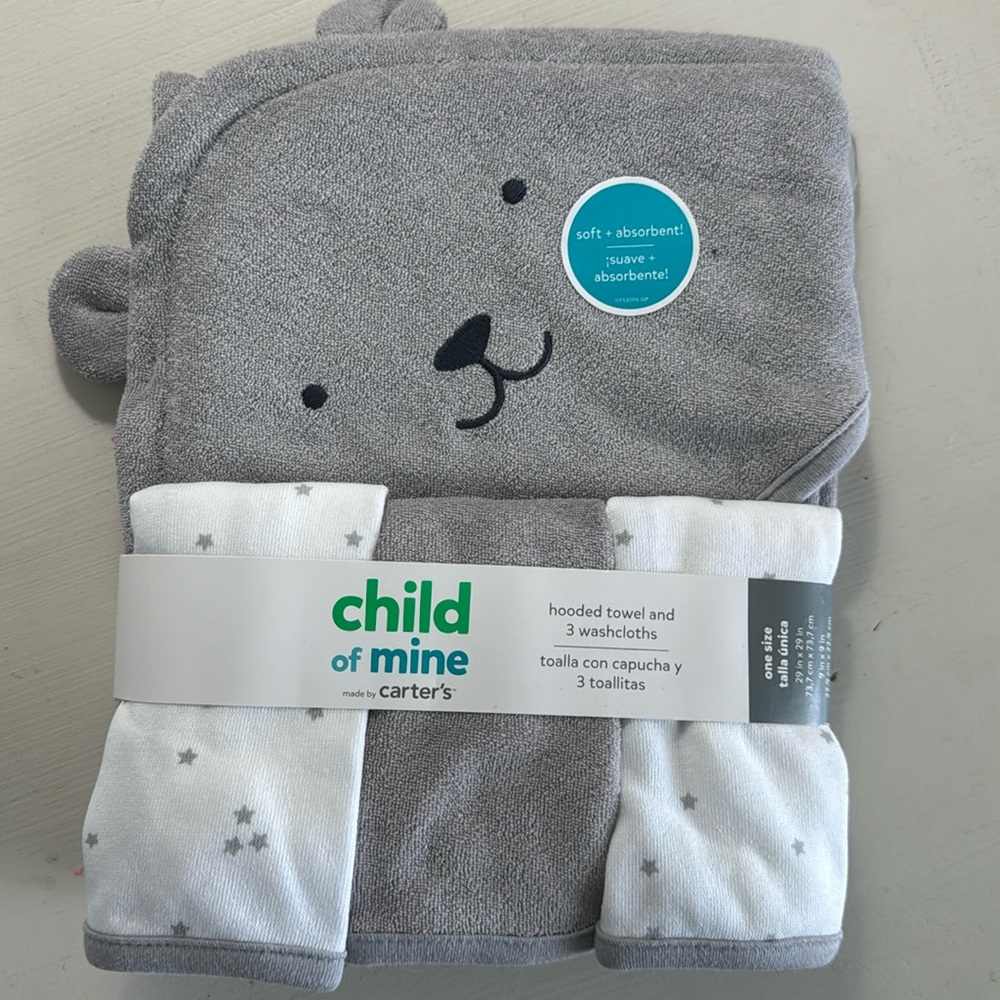 Child of Mine hooded towel and 3 washcloths